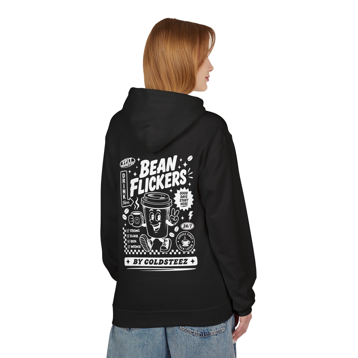 ColdSteez (CS014H) – "Bean Flickers" Coffee Shop Graphic Hoodie