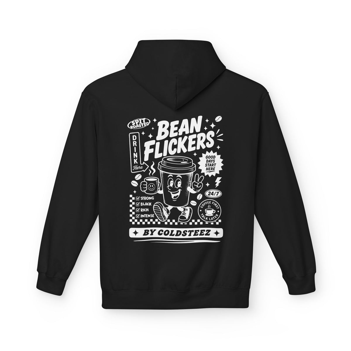 ColdSteez (CS014H) – "Bean Flickers" Coffee Shop Graphic Hoodie