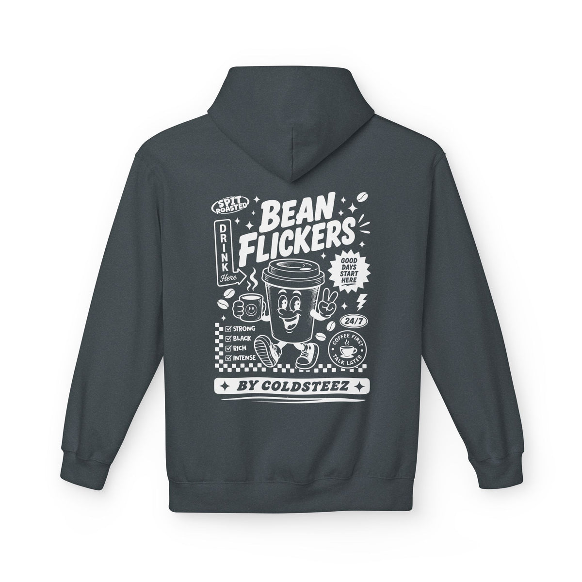 ColdSteez (CS014H) – "Bean Flickers" Coffee Shop Graphic Hoodie