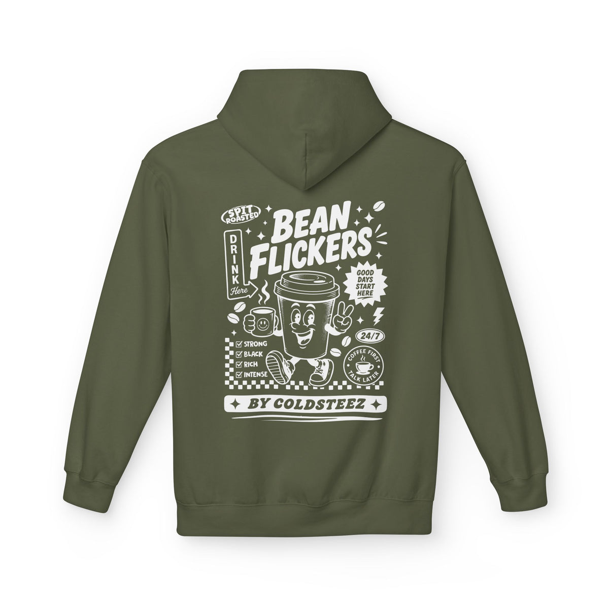 ColdSteez (CS014H) – "Bean Flickers" Coffee Shop Graphic Hoodie