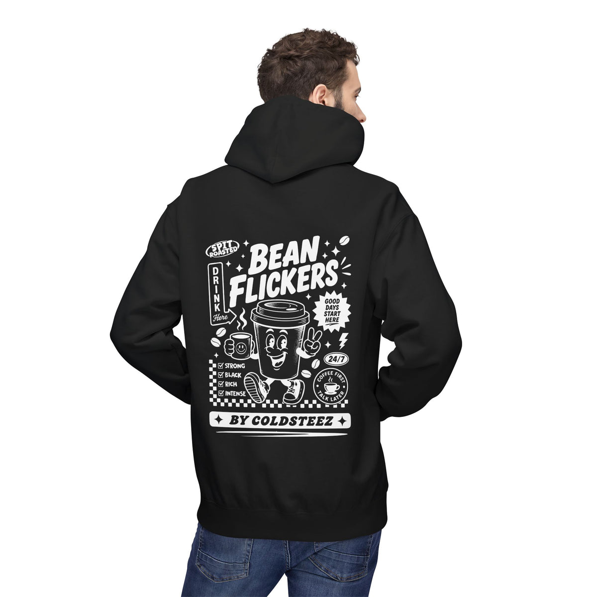 ColdSteez (CS014H) – "Bean Flickers" Coffee Shop Graphic Hoodie