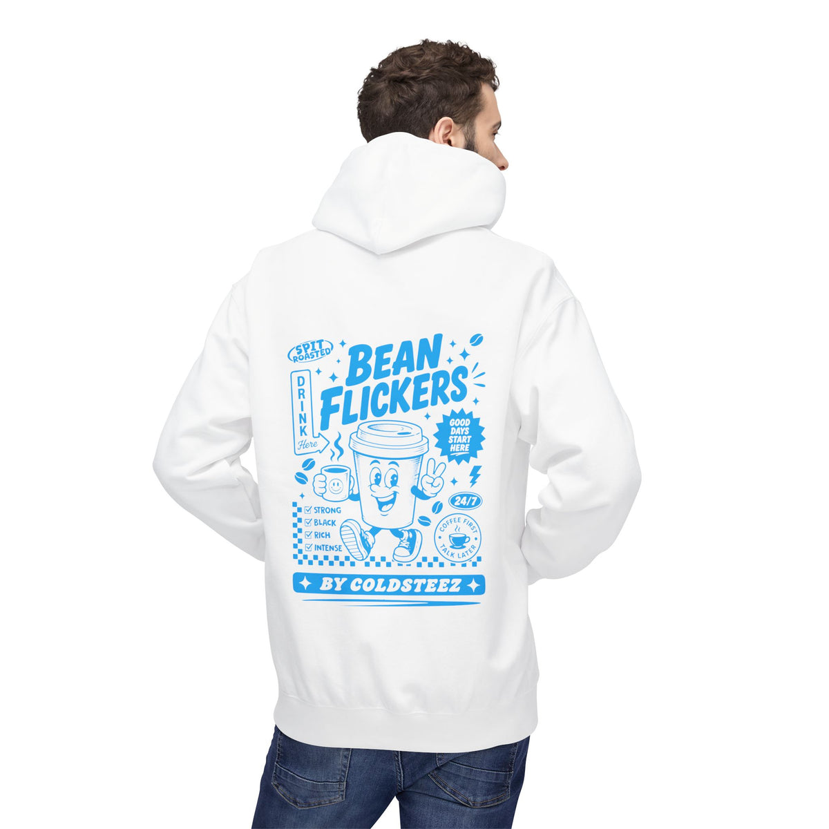 ColdSteez (CS014H) – "Bean Flickers" Coffee Shop Graphic Hoodie