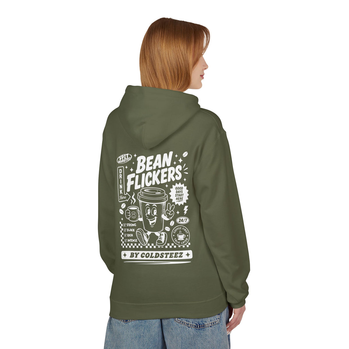ColdSteez (CS014H) – "Bean Flickers" Coffee Shop Graphic Hoodie
