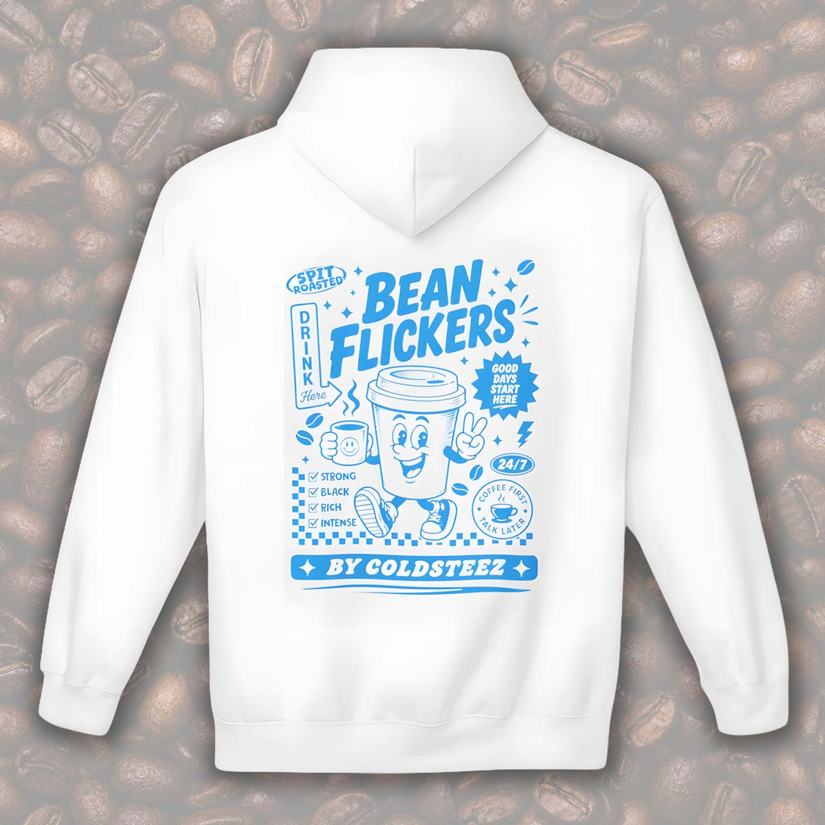 ColdSteez (CS014H) – "Bean Flickers" Coffee Shop Graphic Hoodie