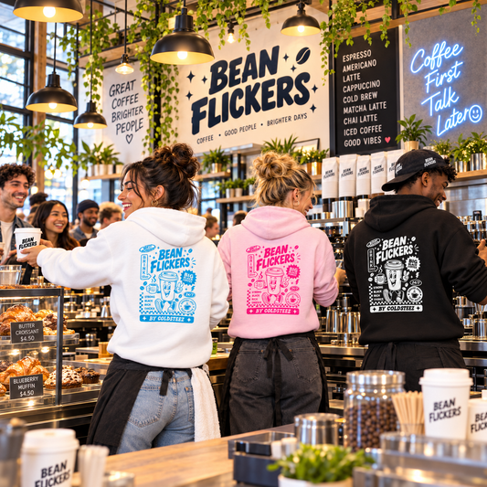 ColdSteez (CS014H) – "Bean Flickers" Coffee Shop Graphic Hoodie