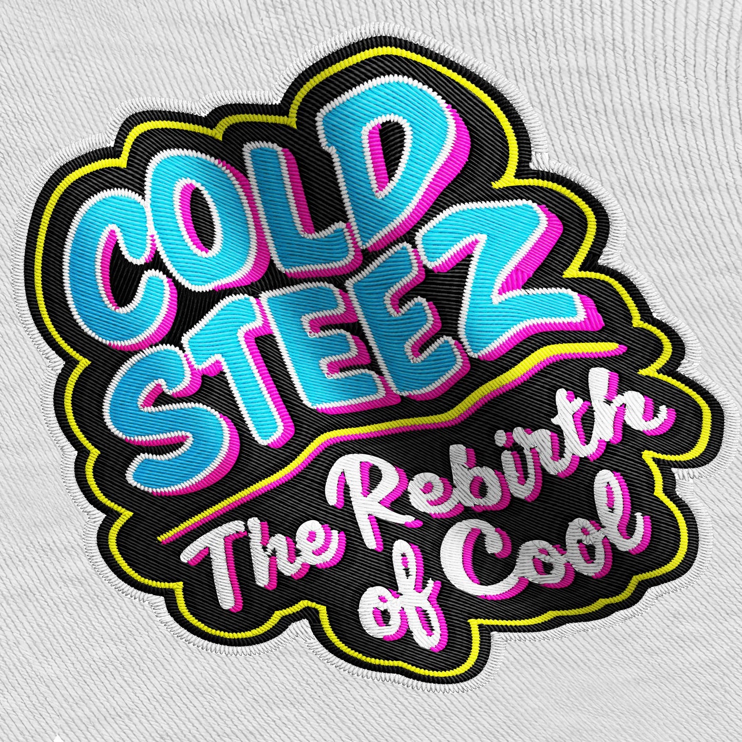 Embroidered patch with 'Cold Steez' text on a white background